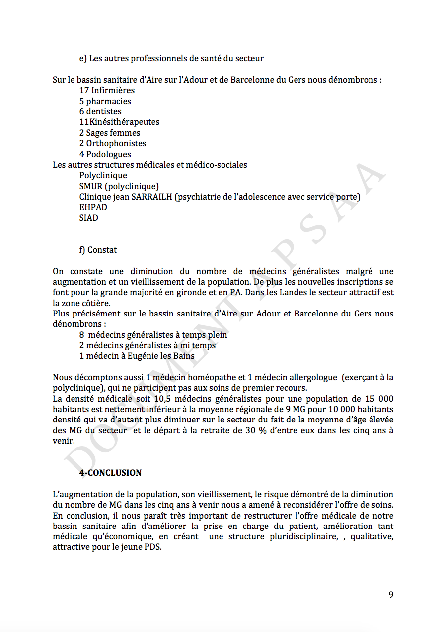 PROJET DE SANTE