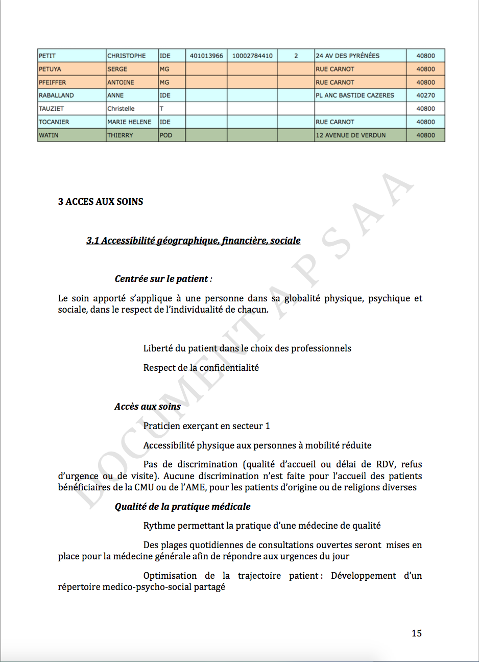 PROJET DE SANTE